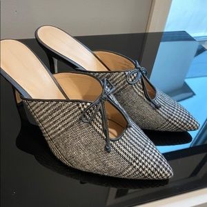 Something navy plaid kitten heels